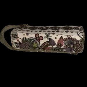 Adorable make up or travel toiletries bag handmade from India 14” long w handle